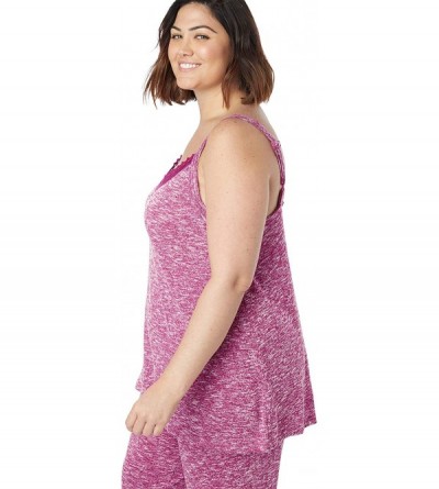 Tops Women's Plus Size Marled Lace-Trim Sleep Tank Pajama Top - Heather Charcoal Grey Marled (0684) - CA184U0L837 $26.18