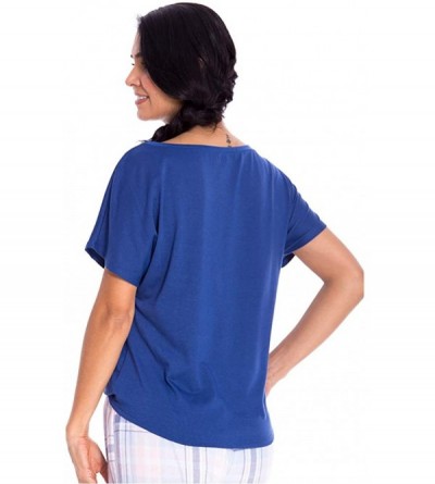 Tops Pajama Short/Long Sleeve T-Shirt for Woman Knit Soft - Blue - CC18ZOW8CDY $13.59