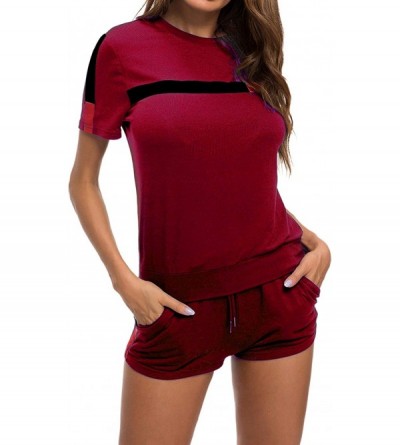 Sets Womens 2 PCS Plus Size Tracksuit Sets Sweatsuits Outfits Hoodie Sweatshirt and Jogging Sweatpants Suit G* Wine Red - CG1...
