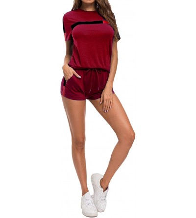 Sets Womens 2 PCS Plus Size Tracksuit Sets Sweatsuits Outfits Hoodie Sweatshirt and Jogging Sweatpants Suit G* Wine Red - CG1...