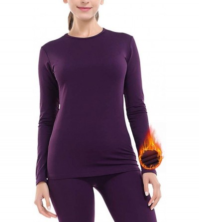 Thermal Underwear Thermal Underwear for Women Long Johns Set Fleece Lined Ultra Soft - Dark Purple - C718LTQ6G4A $52.17