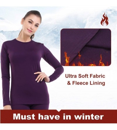Thermal Underwear Thermal Underwear for Women Long Johns Set Fleece Lined Ultra Soft - Dark Purple - C718LTQ6G4A $52.17