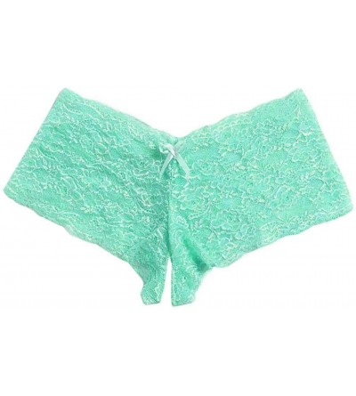 Tops New Sexy Women Lace Lingerie Plus Size Underwear Open Crotch Bowknot Underwear - Skyblue - CH18W30M9LL $11.58