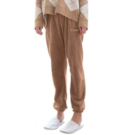 Sets Women's Pajama Bottoms Pure Coral Velvet Household Trousers Comfortable Pants - A-khaki - C119DEU6X4U $47.51