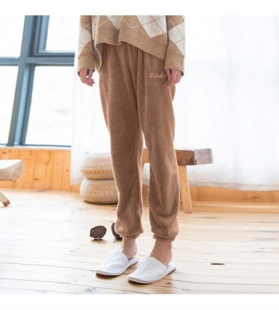 Sets Women's Pajama Bottoms Pure Coral Velvet Household Trousers Comfortable Pants - A-khaki - C119DEU6X4U $16.38