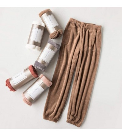 Sets Women's Pajama Bottoms Pure Coral Velvet Household Trousers Comfortable Pants - A-khaki - C119DEU6X4U $16.38