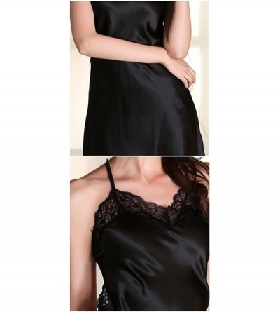 Nightgowns & Sleepshirts Womens Satin Lingerie Nightwear Sexy Backless Lace Babydoll Nightgown - Black - C31887SXXAU $20.80