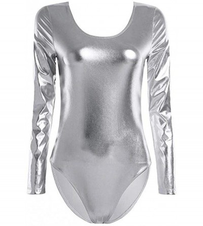 Sets V Neck Satin Lingerie Bodysuit for Women Sexy Chemise Lace Underwear Jumpsuit Babydoll Teddy Siamese Pajama Silver - C61...