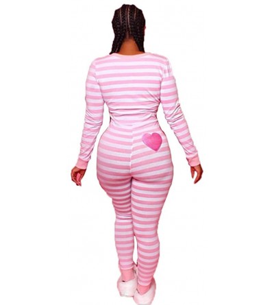 Sets Women Sleep Romper Jumpsuits Sexy Clothes Set V Neck Long Sleeve One Piece Bodysuit Lounge Pajamas Outfit Stripe a - C21...