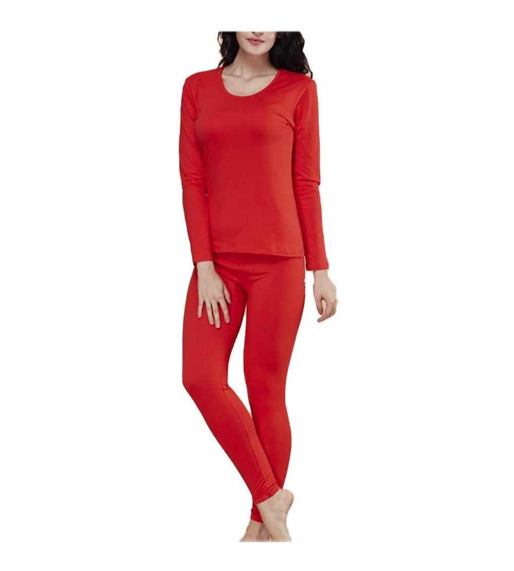 Thermal Underwear Thermal Clothes for Women/Single Layer Thermal Set Round Neck Base Fleece Lined Tops Plus Size Leggings Top...