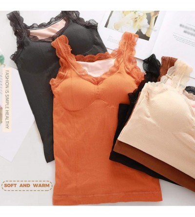 Thermal Underwear Women Thermal Vest Underwear Sleeveless Waistcoat Tank Top Winter Warm Lace Camisoles (D) - D - CQ193TM9D60...