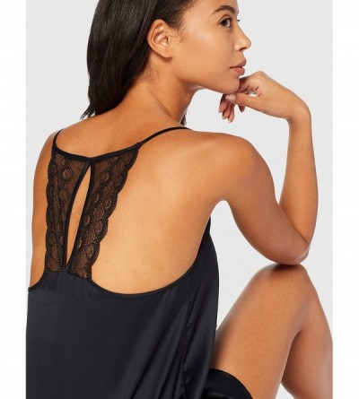Nightgowns & Sleepshirts Women's Satin Negligee - Black - CA18UKIX8GG $18.76