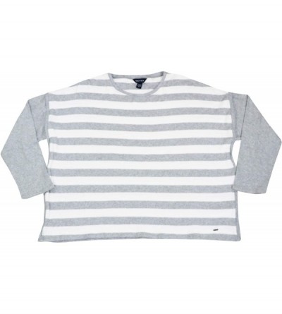 Tops Striped Layered-Look Long Sleeve Sleepwear Pajama Top - Grey - CI18LGN897Z $18.57