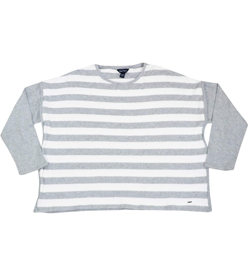Tops Striped Layered-Look Long Sleeve Sleepwear Pajama Top - Grey - CI18LGN897Z $18.57