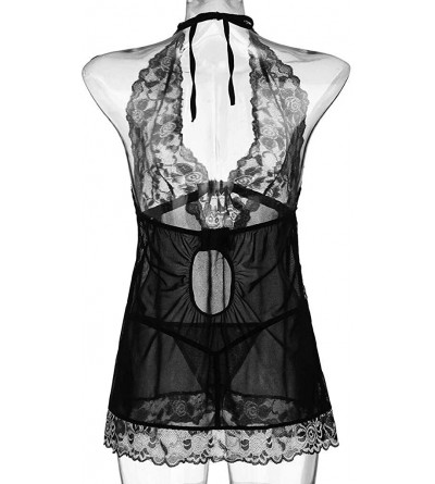 Nightgowns & Sleepshirts Nightdress for Women Underwear Sexy Lingerie Ladies Pajamas Summer Solid Sleeveless Lace Perspective...