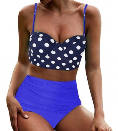 Thermal Underwear Women's High Waist Bikini Swimwear Women's Vintage Print Beachwear Bikini Set Swimwear - D3-black - C4196M6...