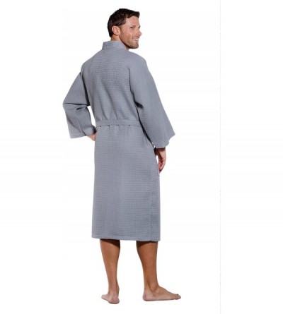 Robes Lightweight Long Waffle Kimono Unisex Spa Robe - Gray - C612O7OKJUN $30.56