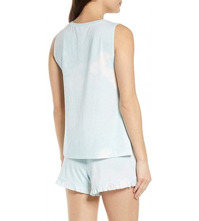 Sets Women's Sleepwear Sleeveless T Shirt and Flounce Short Pajama Set - Light Blue - CC1992W60KZ $15.42