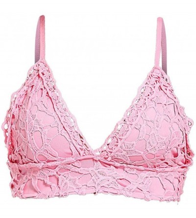 Bras Women's Breathable Sexy Comfy Deep V Lace Bra Underwear Lingerie - Pink - CP196YY6NUL $9.99