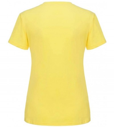Thermal Underwear Fashion Women's O-Neck Short Sleeve Plus Size Cotton T-Shirt Casual Top - R-yellow - CJ19645D96N $15.06