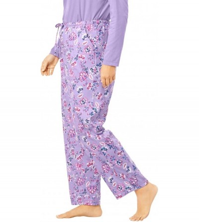 Bottoms Women's Plus Size Knit Sleep Pant Pajama Bottoms - Soft Iris Floral (0892) - CB1900UTO7Z $30.56