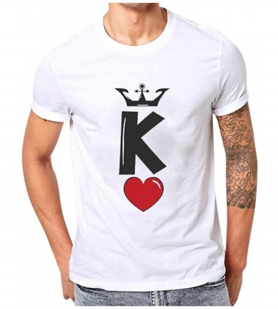 Tops Valentine's Day Lover Gift- King & Queen Matching Couple T-Shirt for Him & Her- Men Women Print Short Sleeve Tops - Whit...