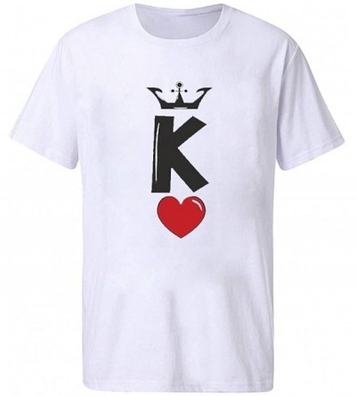 Tops Valentine's Day Lover Gift- King & Queen Matching Couple T-Shirt for Him & Her- Men Women Print Short Sleeve Tops - Whit...