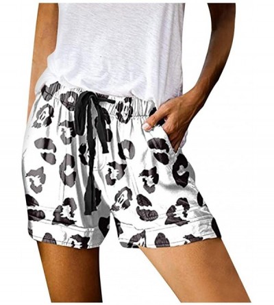 Bottoms Womens Comfy Drawstring Casual Elastic Waist Pocketed Shorts Pants Juniors Summer Loose Boxer Pajama Bottoms White - ...