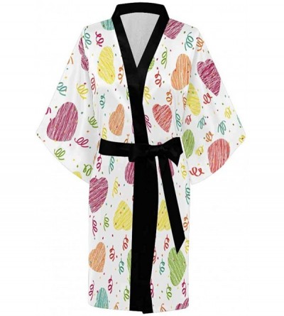 Robes Custom Endless Heart Valentine Day Women Kimono Robes Beach Cover Up for Parties Wedding (XS-2XL) - Multi 1 - CG194A8G0...