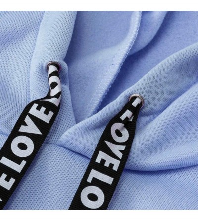 Tops Women Plus Size Long Sleeve Solid Sweatshirt Hooded Pullover Tops Shirt - Light Blue - C0193OX4YOI $11.17