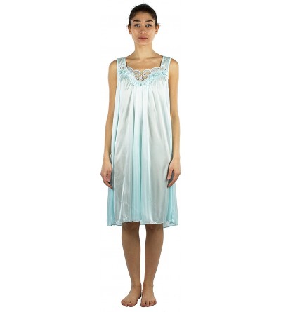 Nightgowns & Sleepshirts Silky Lace Accent Sheer Nightgowns - Medium to 4X Available (9006) - Light Blue - CO180ZXR60L $8.11