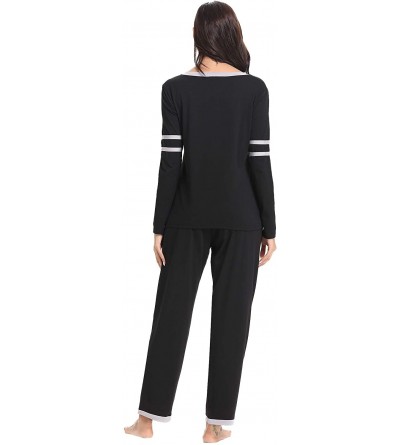Sets Women's Cotton Long Sleeve Pajamas Set Sleepwear Dot Pattern Bottom Lounge Nightgowns - Z-black - CQ18K6YCMN6 $20.22