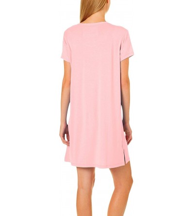 Nightgowns & Sleepshirts Cool Girl Womens Solid Pocket T-Shirt Nightgown - Light Pink - CW196EK4OLE $35.98