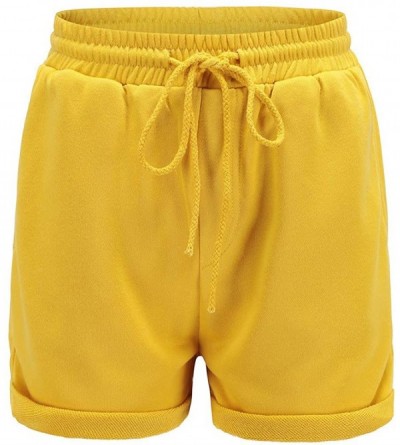 Robes Women's Home Sports Shorts with Solid Elastic and Pockets - Yellow - CP198AWTCWC $23.25