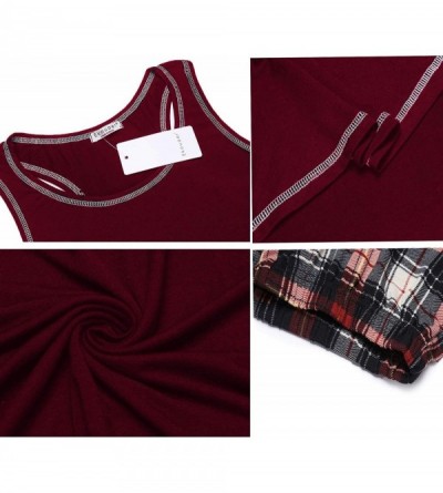 Sets Women's Sleeveless Sleep Set Pajamas Set Tank and Shorts Loungewear Set - Wine Red - CV1987XEGU4 $20.35