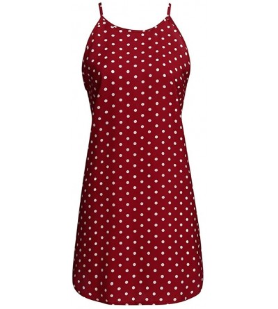 Thermal Underwear Womens Mini Dresses Boho Sleeveless Dress A-Line Tunic Tank Sundress - 10 Red - CX18UEIH5AU $14.84