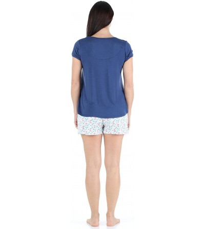 Sets Women's Sleepwear Short Sleeve Top and Shorts Pajama Set - Spring Bloom - C518IGKHWCD $16.98