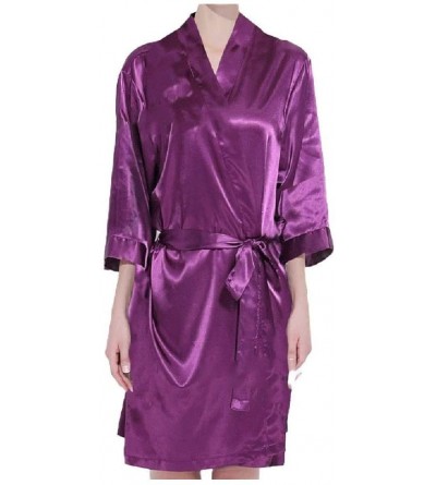 Robes Women Spa Robe Lounger Nightgown Thick Bathrobe Oversized Kimono Purple M - Purple - CP19DCTRLRQ $46.40