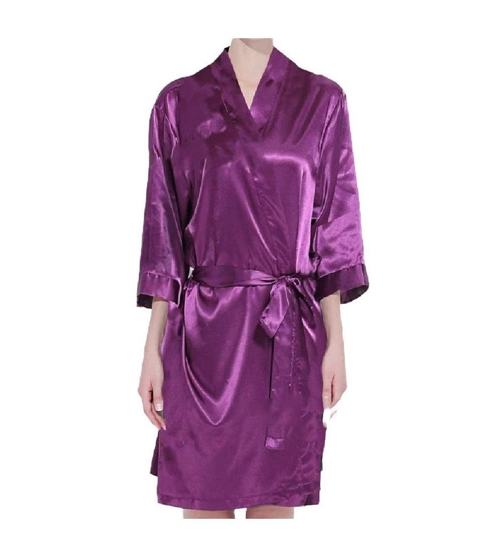 Robes Women Spa Robe Lounger Nightgown Thick Bathrobe Oversized Kimono Purple M - Purple - CP19DCTRLRQ $20.50