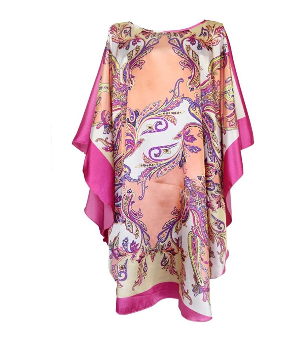 Robes Female Silk Rayon Robe Bath Gown Nightgown Summer Casual Home Dress Printed Loose Sleepwear Plus Size Nightwear Bathrob...