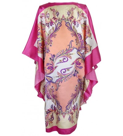 Robes Female Silk Rayon Robe Bath Gown Nightgown Summer Casual Home Dress Printed Loose Sleepwear Plus Size Nightwear Bathrob...