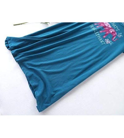 Nightgowns & Sleepshirts Women's Cotton Nightgown Sleepwear Short Sleeves Shirt Casual Print Sleepdress - Elephant - CI18QMRI...