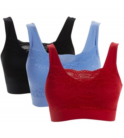 Bras Rhonda Shear 3-Pack Lace Overlay Comfort Bra with Removable Pads - Holiday Party - CE18EZ9UTQ7 $52.56