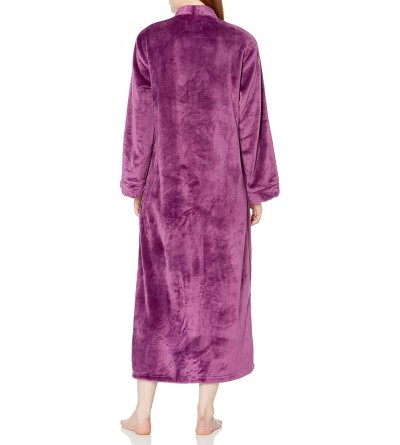 Robes Women's 52 Inch V-Neck Zip Front Robe- Purple- Small - C412IL368HX $28.85