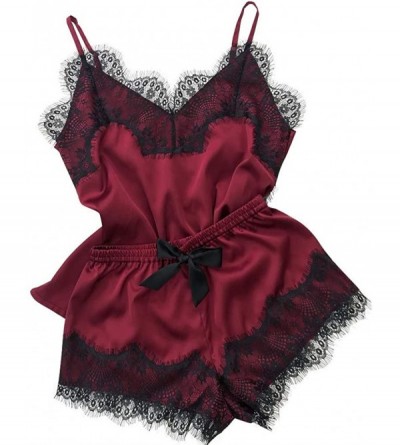 Nightgowns & Sleepshirts Valentine Lingerie Women wear-Sexy Ladies Lingerie Sleepwear Babydoll Robe Night Lace Dress - Wine -...