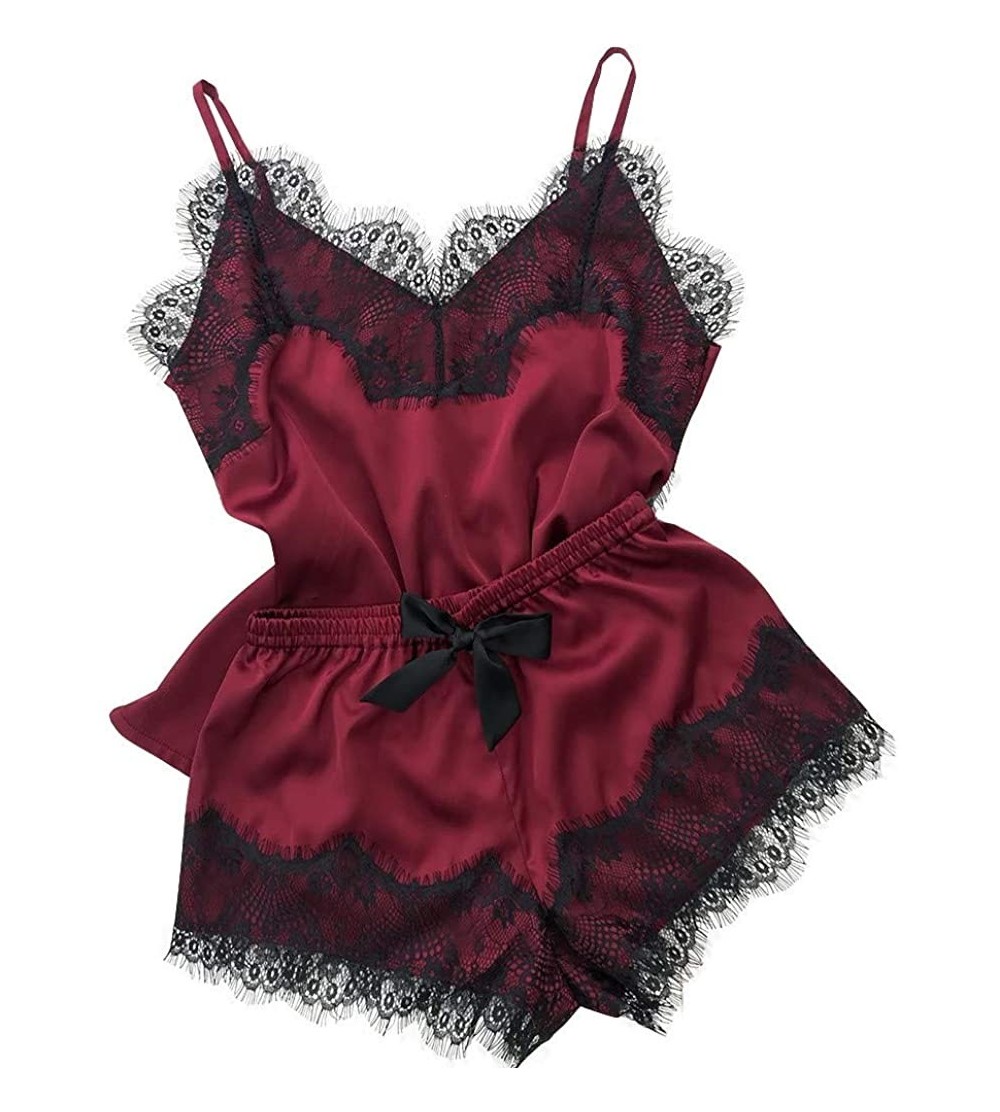 Nightgowns & Sleepshirts Valentine Lingerie Women wear-Sexy Ladies Lingerie Sleepwear Babydoll Robe Night Lace Dress - Wine -...