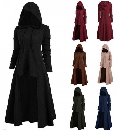 Robes Womens Dark Dress Street Gothic Witch Punk Style Moon Print Long Sleeve Slim Irregular Hem Cosplay Dresses Black - C418...