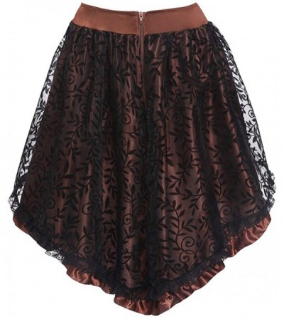 Bottoms Womens Sexy Gothic Floral Lace High Waist Gothic Novelty Corset High Plus Skirt - Brown - CN18Q6KZA3L $16.96