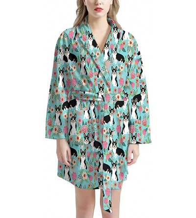 Robes Womens Bathrobe Short Long Sleeve Sleepwears Lounge Robes for Bridesmaid and Bride Knee-Length Pajama - Corgi - CV197RQ...