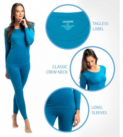 Thermal Underwear Women's Fleece Lined Thermal Long Sleeve Top Crewneck Underwear Baselayer T-Shirt - Black - CO18GQSWAM0 $11.72